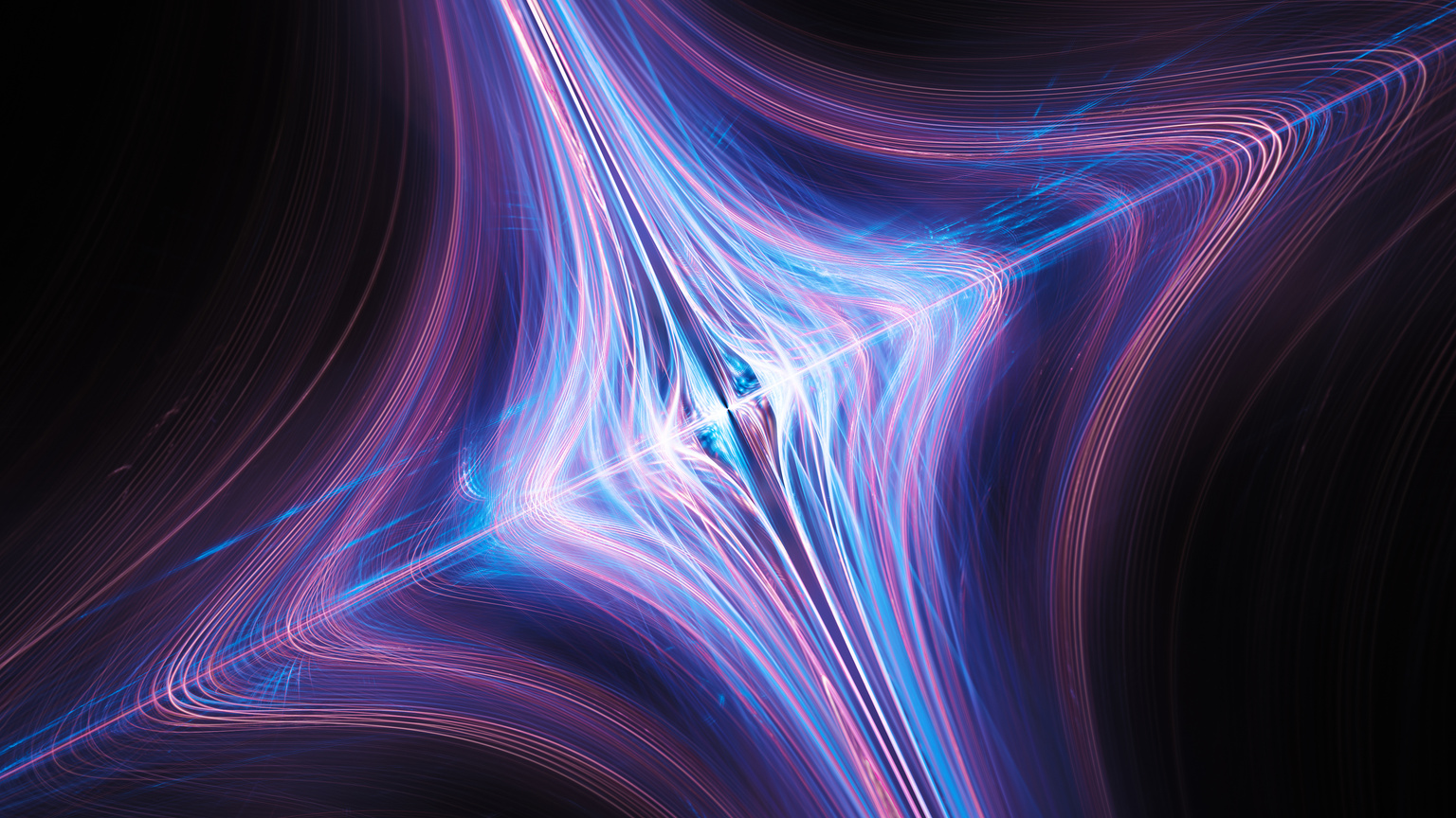 Colorful glowing time-space curvature abstract background